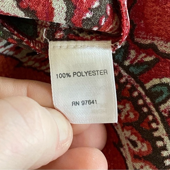 J. Jill Women's Tunic Top Paisley Red Floral Tiered Blouse SZ XL - Picture 9 of 11